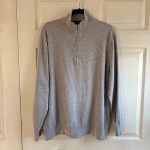 Brooks Brothers Gray Men 1/4 Quarter Zip Cotton Sweater Polo XXL Career Finance